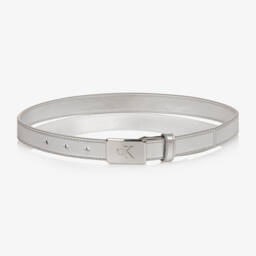Calvin Klein-Silver Faux Leather Belt | Childrensalon