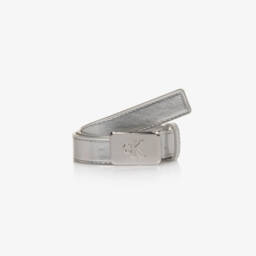 Calvin Klein-Silver Faux Leather Belt | Childrensalon