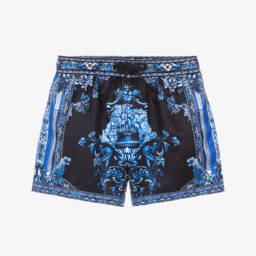 Boys Blue Tile Print Boardshorts
