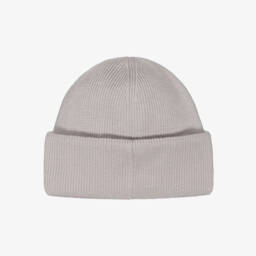 Canada Goose-Beige Merino Wool Ribbed Beanie Hat | Childrensalon