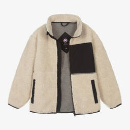 Canada Goose-جاكيت بسحاب صوف فليس لون بيج فاتح | Childrensalon