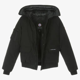 Canada Goose-جاكيت Chilliwack بومبرلون أسود مبطن بريش | Childrensalon