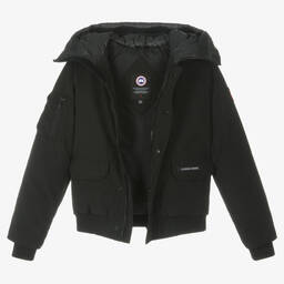 Canada Goose-جاكيت Chilliwack بومبرلون أسود مبطن بريش | Childrensalon