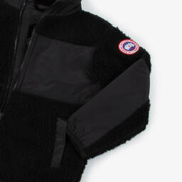 Canada Goose-جاكيت بسحاب صوف فليس لون أسود للمواليد | Childrensalon
