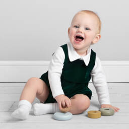 Caramelo Kids-Baby Boys Green Velvet Babysuit Set | Childrensalon