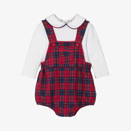 Caramelo Kids-Baby Boys Red Tartan Babysuit Set | Childrensalon