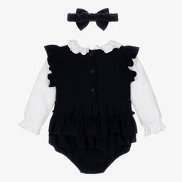 Caramelo Kids-طقم بودي سوت قطيفة لون أزرق للمولودات | Childrensalon