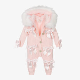 Caramelo Kids-أفرول للخروج قطن محبوك لون زهري للمولودات | Childrensalon