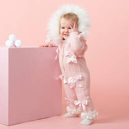 Caramelo Kids-أفرول للخروج قطن محبوك لون زهري للمولودات | Childrensalon