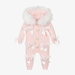 Caramelo Kids-أفرول للخروج قطن محبوك لون زهري للمولودات | Childrensalon