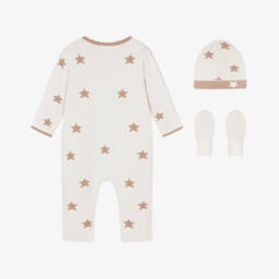 Caramelo Kids-Boys Ivory Cotton Knit Babysuit Set | Childrensalon