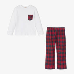 Caramelo Kids-Boys Red Tartan Check Cotton Pyjamas | Childrensalon