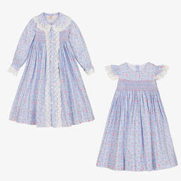 Caramelo Kids-Girls Blue Cotton Nightdress Set | Childrensalon