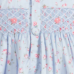 Caramelo Kids-Girls Blue Hand-Smocked Cotton Nightie Set | Childrensalon