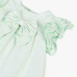 Caramelo Kids-Girls Green Linen & Cotton Dress | Childrensalon