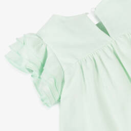 Caramelo Kids-Girls Green Linen & Cotton Dress | Childrensalon