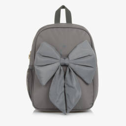 Girls Grey Bow Backpack (35cm)