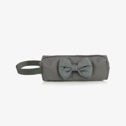 Caramelo Kids-Girls Grey Bow Pencil Case (19cm) | Childrensalon