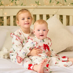 Caramelo Kids-Girls Ivory Velour Christmas Pyjamas | Childrensalon