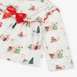 Caramelo Kids-Girls Ivory Velour Christmas Pyjamas | Childrensalon