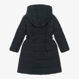 Caramelo Kids-معطف منفوخ بغطاء رأس لون كحلي للبنات | Childrensalon