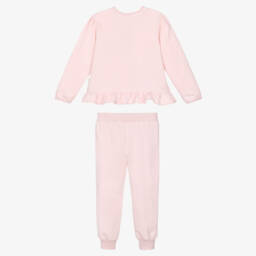 Caramelo Kids-Girls Pink Cotton Bow Tracksuit | Childrensalon