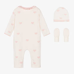 Caramelo Kids-طقم أفرول قطن محبوك لون زهري للمولودات | Childrensalon