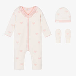 Caramelo Kids-طقم أفرول قطن محبوك لون زهري للمولودات | Childrensalon