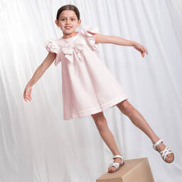 Caramelo Kids-Girls Pink Linen & Cotton Dress | Childrensalon