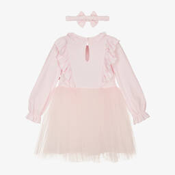 Caramelo Kids-طقم فستان وطوق رأس تول لون زهري | Childrensalon