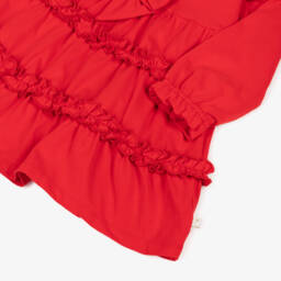 Caramelo Kids-Girls Red Cotton Jersey Dress with Ruffles & Bow | Childrensalon