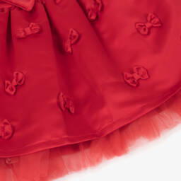 Caramelo Kids-Girls Red Satin Dress & Hairband Set with Bows & Diamantés | Childrensalon