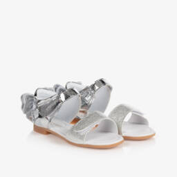 Caramelo Kids-Girls Silver Bow Sandals | Childrensalon