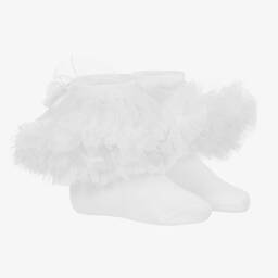 Caramelo Kids-Белые носки с оборками для девочек | Childrensalon