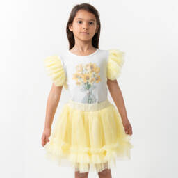 Caramelo Kids-Girls Yellow Tulle Skirt Set | Childrensalon