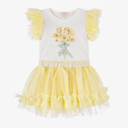 Caramelo Kids-Girls Yellow Tulle Skirt Set | Childrensalon