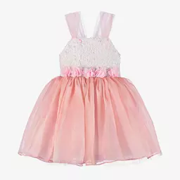 Caramelo Kids-فستان شيفون وتول مزين بترتر لون زهري | Childrensalon