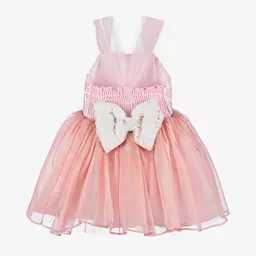 Caramelo Kids-فستان شيفون وتول مزين بترتر لون زهري | Childrensalon