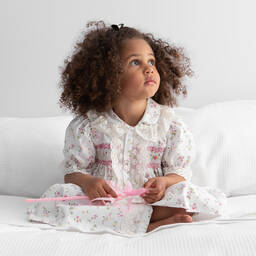 Caramelo Kids-Белая пижама со сборками в цветочек | Childrensalon