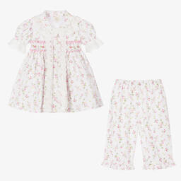 Caramelo Kids-Белая пижама со сборками в цветочек | Childrensalon