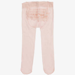 Carlomagno-Baby Girls Pink Microfibre Tights | Childrensalon