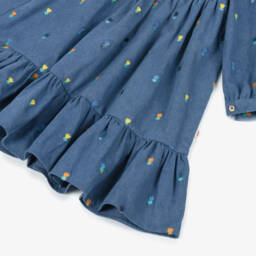 Catimini-Girls Blue Denim Dress with Embroidered Flowers | Childrensalon