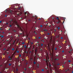Catimini-Girls Burgundy Floral Long Sleeve Dress | Childrensalon