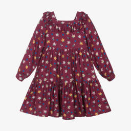 Catimini-Girls Burgundy Floral Long Sleeve Dress | Childrensalon