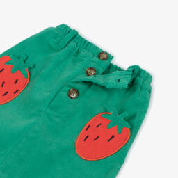 Catimini-Girls Green Corduroy Skirt with Strawberry Patch Pockets | Childrensalon