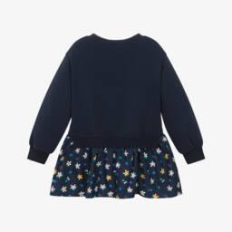 Catimini-Girls Navy Blue Cotton Floral & Fruit Sweatshirt Dress | Childrensalon