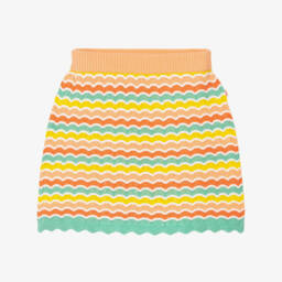 Юбка оранжевая из хлопка с волнистым узором для девочек 