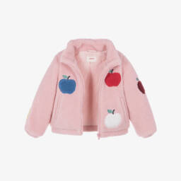 Catimini-Жакет розовый с яблоками из шерпы для девочек | Childrensalon