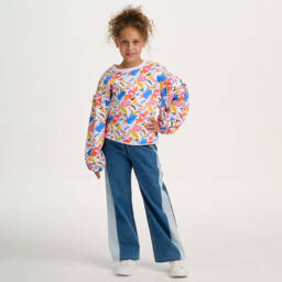 Catimini-Girls White & Colourful Floral Print Sweatshirt | Childrensalon