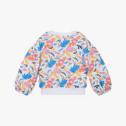 Catimini-Girls White & Colourful Floral Print Sweatshirt | Childrensalon